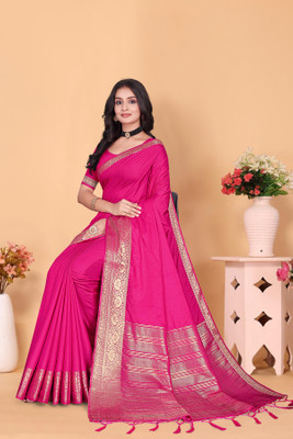 Aarunika MNT Woven Bollywood Pure Silk Saree(Pink)