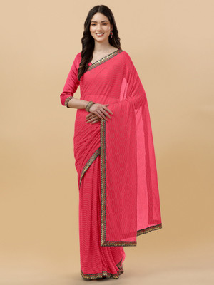 Aadishakti Fashion Embellished Leheria Silk Blend Saree(Pink)