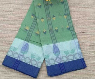 BiswasTextiles Self Design Tant Pure Cotton Saree(Green)
