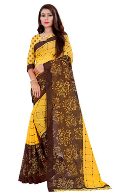 Vimalnath Synthetics Floral Print Bollywood Georgette Saree(Yellow)