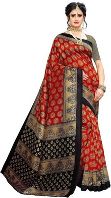 HouseOfCommon Woven Bollywood Cotton Blend Saree(Multicolor)