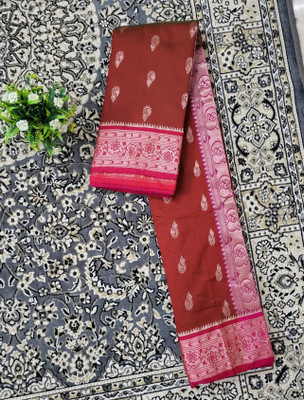 Ss sarees Woven, Paisley, Temple Border Banarasi Satin Saree(Orange)