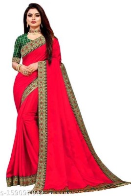 TANISHQ CREATION Solid/Plain Bollywood Pure Silk Saree(Pink)