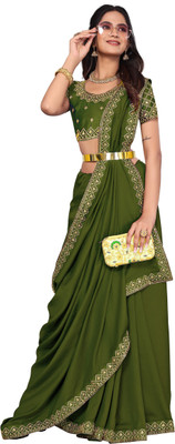 Laddu creation Embroidered Bollywood Silk Blend Saree(Multicolor)