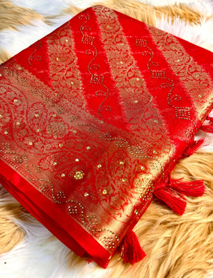 Banaras silk palace Embellished Bollywood Organza Saree(Red)
