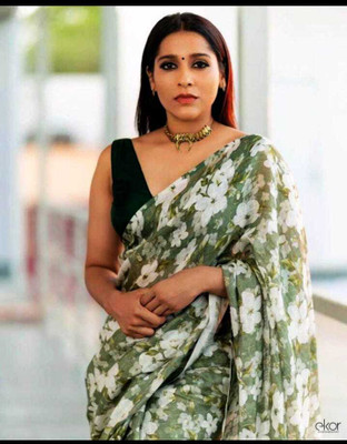 DEVICE of NT Embroidered, Solid/Plain Bollywood Chiffon Saree(Multicolor)