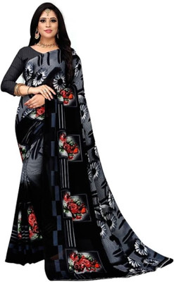 Vimalnath Synthetics Printed Daily Wear Georgette Saree(Black)