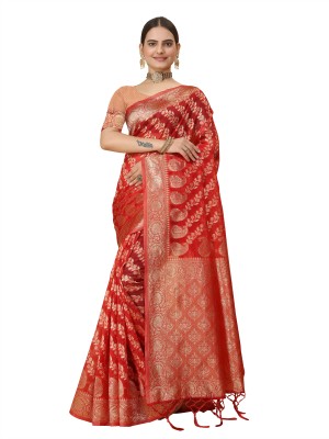 Shilpa Fashion Self Design Bollywood Organza Saree(Red)