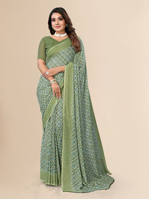 Moda Rapido Printed, Self Design Daily Wear Georgette Saree(Green)