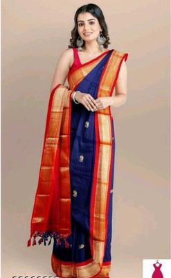 malegaon paithani Printed Bollywood Cotton Blend Saree(Multicolor)