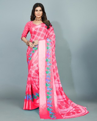Sitanjali Lifestyle Floral Print Bollywood Chiffon Saree(Pink)