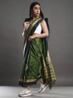 Sareemall Printed Bollywood Cotton Silk Saree(Green)