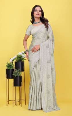 PRIYANSHI ENTERPRISE Embroidered, Embellished Bollywood Silk Blend Saree(Multicolor)