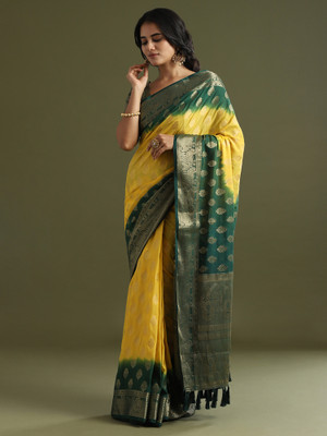 Tasrika Woven Kanjivaram Georgette Saree(Yellow)