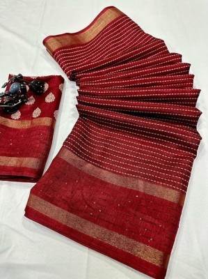 Sanwariya Silks Printed Bollywood Art Silk, Silk Blend Saree(Red, White)
