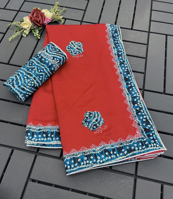 ZOYAL ENTERPRISE Printed Bollywood Silk Blend Saree(Red)
