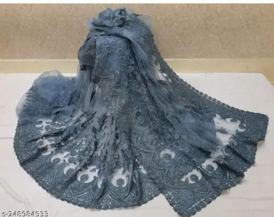 NIYANTAKSH Embroidered Bollywood Net Saree(Grey)