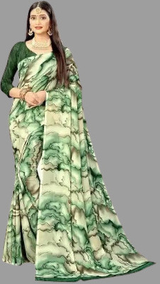 THE PRIVATE LABLE Printed Mysore Georgette Saree(Green)