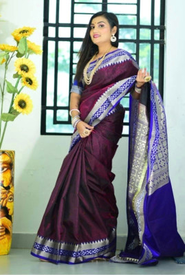 Fascino Fab Woven Sambalpuri Art Silk, Satin Saree(Purple)