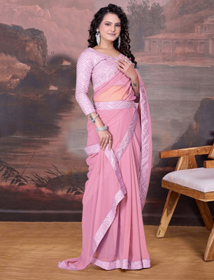 SOMVATI Embellished Bollywood Georgette Saree(Pink)