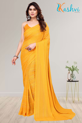 Kashvi Embellished, Self Design Leheria Satin Saree(Yellow)