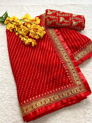 Ringtonfashion Printed Daily Wear Georgette Saree(Red)