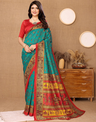 Anmi Self Design Bollywood Art Silk Saree(Blue)