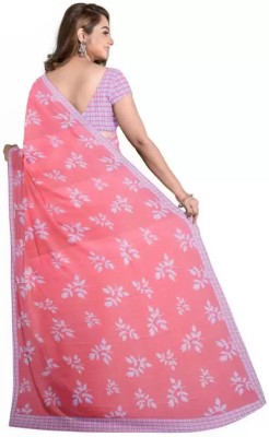 AARTI FASHION Printed Daily Wear Pure Cotton Saree(Pink)