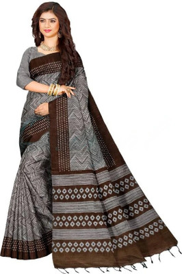 Dixon Printed, Self Design, Solid/Plain, Woven Sambalpuri Pure Cotton Saree(Grey)