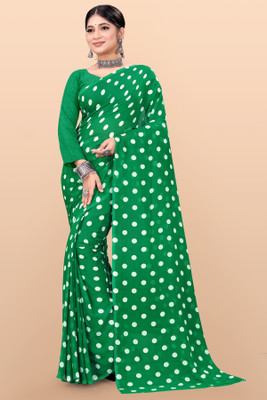 Leelavati Polka Print Bollywood Georgette Saree(Green)