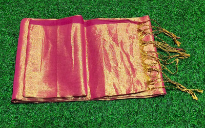 Bhadra Shopping Store Woven Handloom Handloom Tissue Saree(Gold, Red)