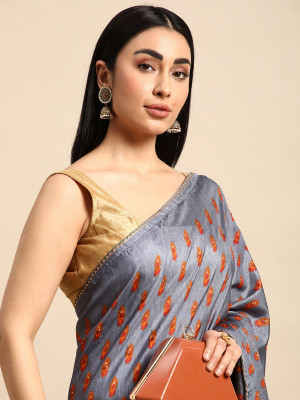 Aishwarya Printed Bollywood Art Silk Saree(Grey)