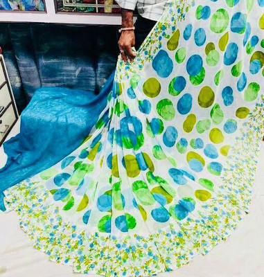 SARETRA MALL Printed Daily Wear Georgette Saree(Light Blue)
