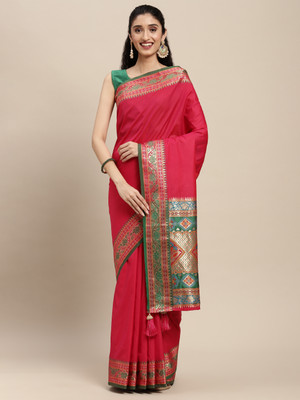 Tasrika Woven Banarasi Silk Blend Saree(Pink)
