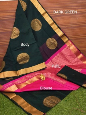 Ghan Sals Woven Kanjivaram Art Silk, Pure Silk Saree(Green)