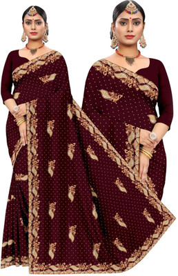 Mth Embroidered Daily Wear Net Saree(Maroon)