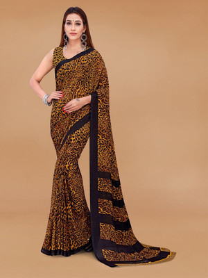 Moda Rapido Printed Daily Wear Georgette Saree(Mustard)