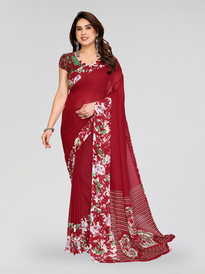 Moda Rapido Printed Daily Wear Georgette Saree(Maroon)