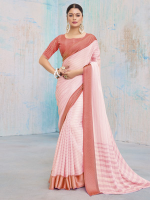 Tasrika Printed Leheria Chiffon Saree(Pink)