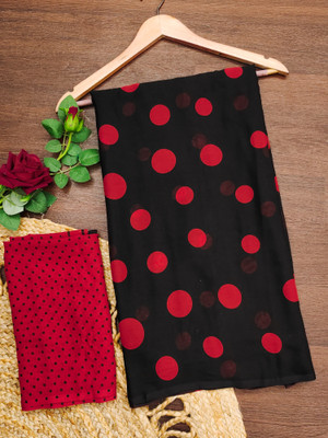 kashvi sarees Polka Print Daily Wear Georgette Saree(Red, Black)