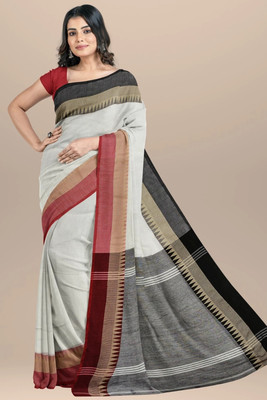 GOURAB HANDLOOM Self Design Narayanpet Pure Cotton Saree(White)