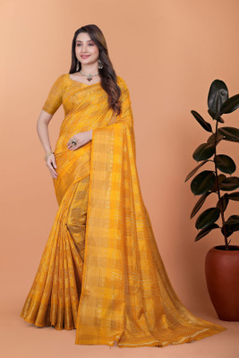 RASIFASHION Printed Banarasi Jacquard Saree(Mustard)