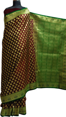 Zainab creation Self Design Banarasi Satin Saree(Maroon)