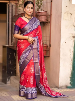 Divastri Printed Daily Wear Silk Blend Saree(Pink)