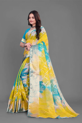 Aarunika MT Printed Bollywood Organza Saree(Multicolor)