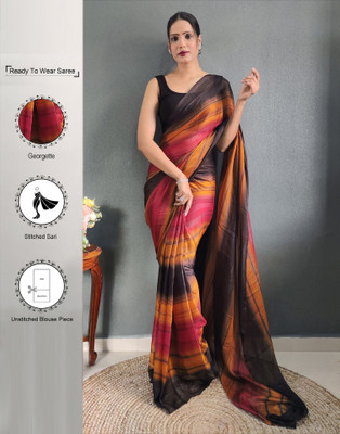 Samah Solid/Plain, Ombre, Embellished Bollywood Georgette, Chiffon Saree(Yellow, Maroon, Black)