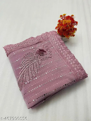 Vragi Embellished Bollywood Lycra Blend Saree(Pink)