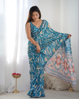 Moda Rapido Embroidered Bollywood Chiffon Saree(Silver)