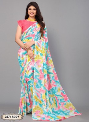 Ratan creation Printed Daily Wear Georgette Saree(Light Blue)