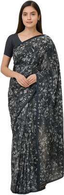 Radhazoo Printed Bhagalpuri Cotton Silk Saree(Black)